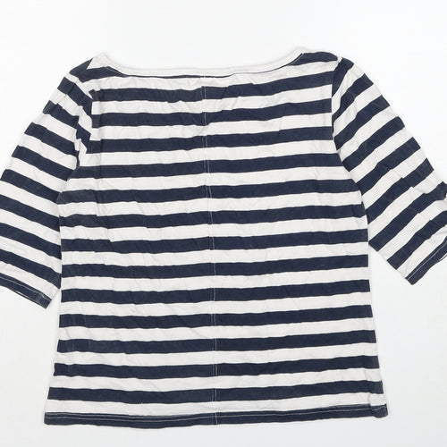 Saltrock Womens Blue Striped Cotton Basic T-Shirt Size 10 Boat Neck