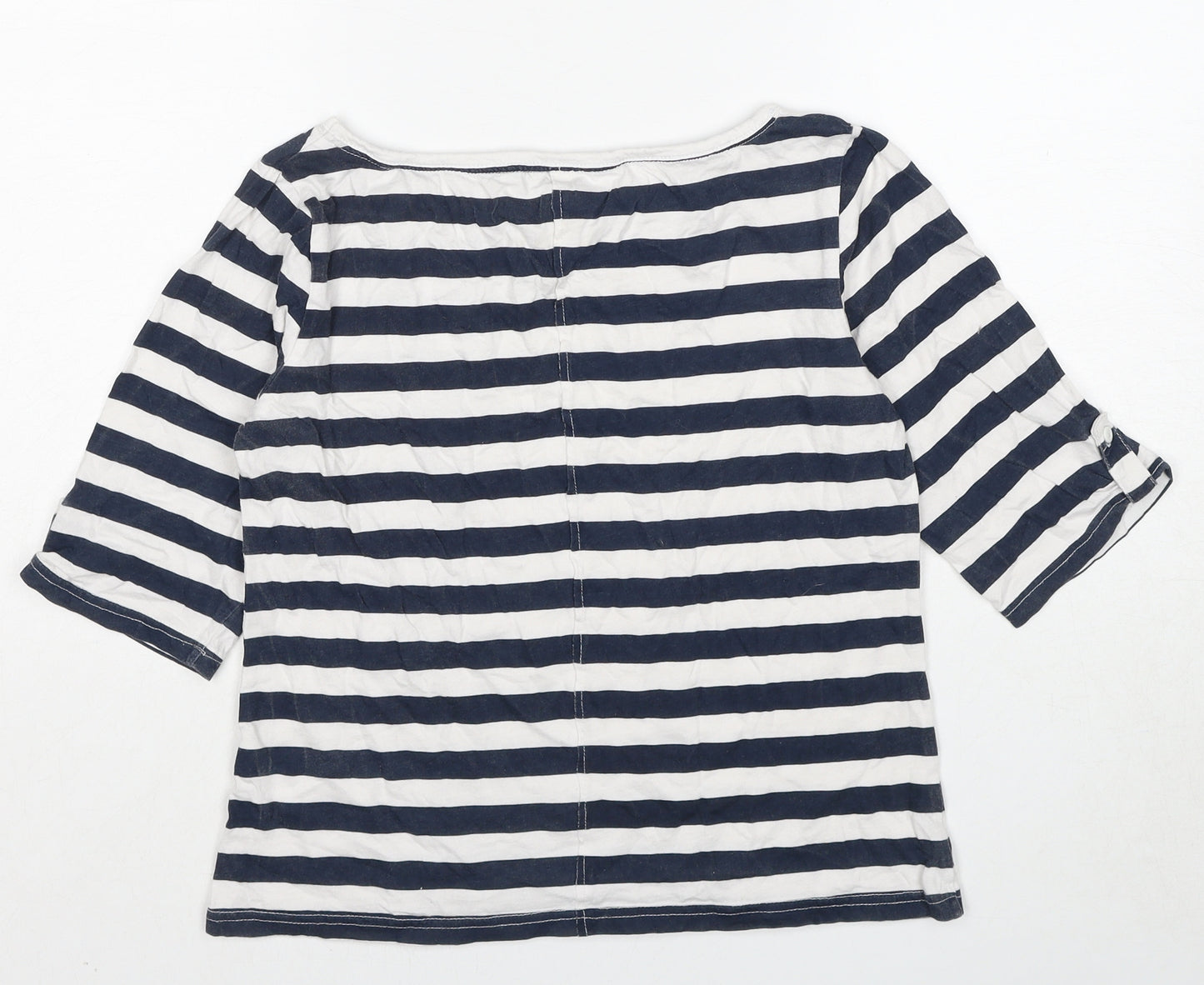 Saltrock Womens Blue Striped Cotton Basic T-Shirt Size 10 Boat Neck