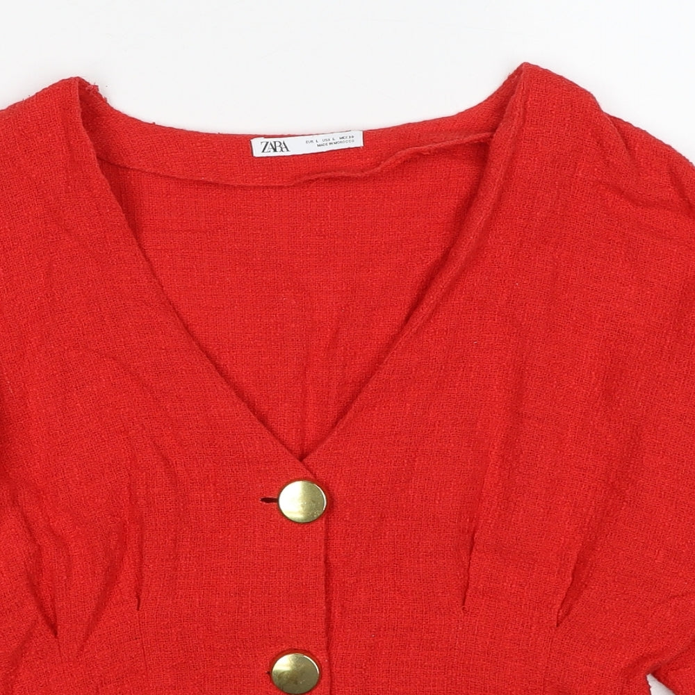 Zara Womens Red Jacket Size L Button