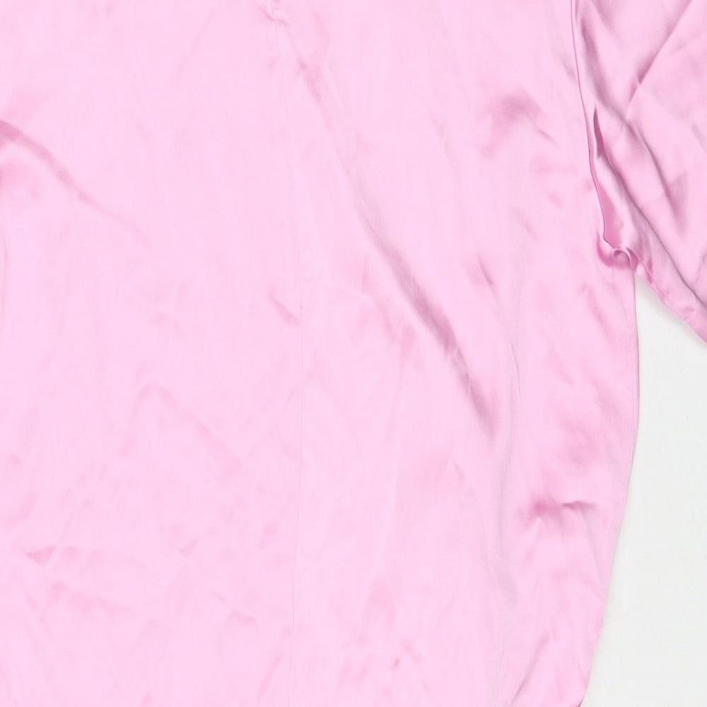 Zara Womens Pink Polyester T-Shirt Dress Size M Round Neck Zip