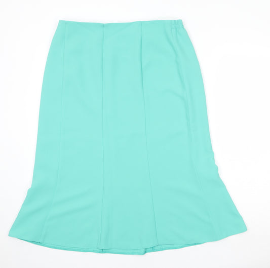 Habella Womens Green Polyester Swing Skirt Size 16 Zip