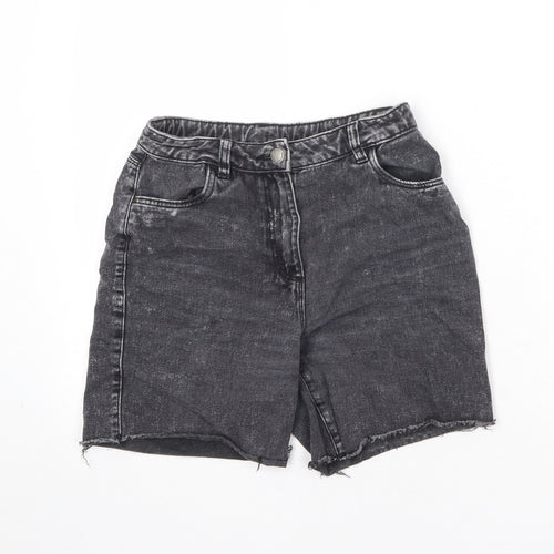 NEXT Girls Grey 100% Cotton Bermuda Shorts Size 11 Years Regular Zip