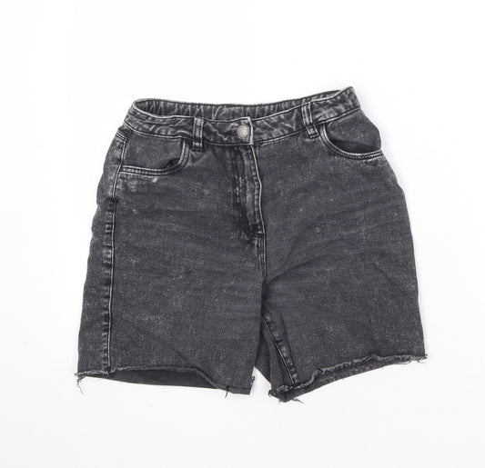 NEXT Girls Grey 100% Cotton Bermuda Shorts Size 11 Years Regular Zip