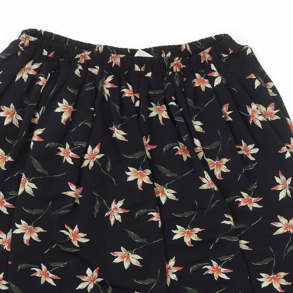 Eastex Womens Black Floral Polyester Swing Skirt Size 16
