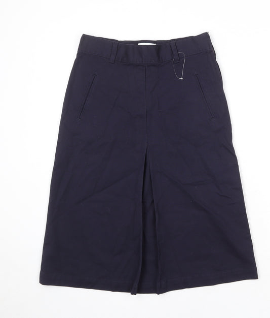 Marks and Spencer Womens Blue Cotton A-Line Skirt Size 8 Zip