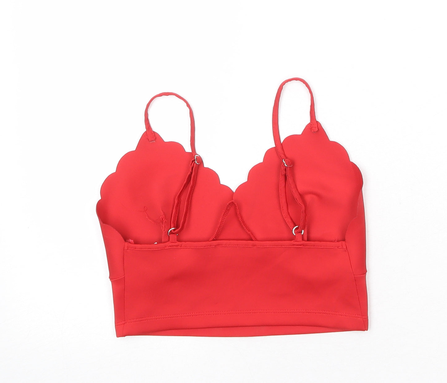 New Look Womens Red Polyester Cropped Tank Size 8 V-Neck - Bralette