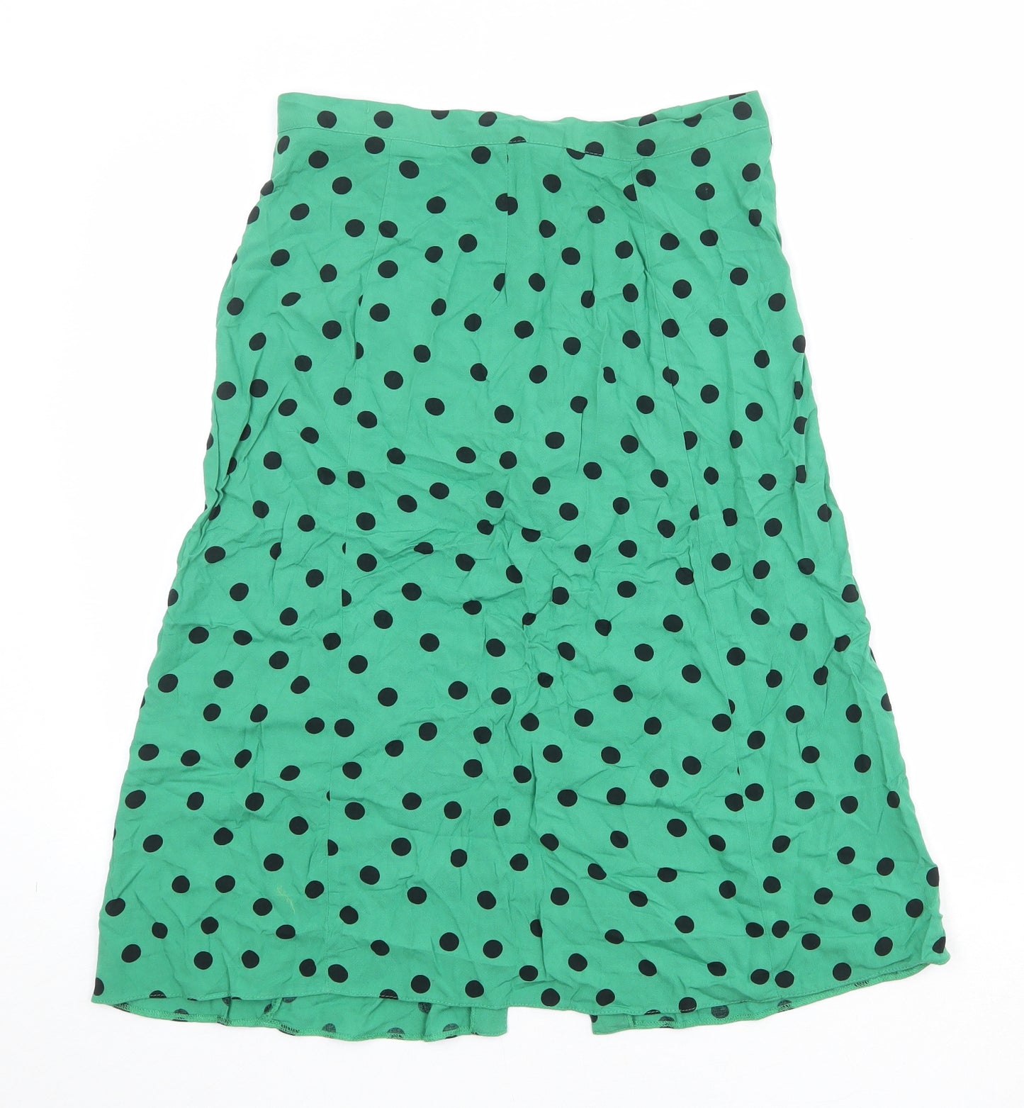 Miss Selfridge Womens Green Polka Dot Viscose A-Line Skirt Size 12 Button