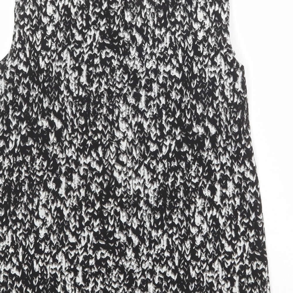 Paul Costelloe Womens Black Geometric Polyester Basic Blouse Size M Square Neck