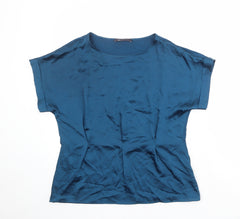 Marks and Spencer Womens Blue Viscose Basic Blouse Size 12 Boat Neck