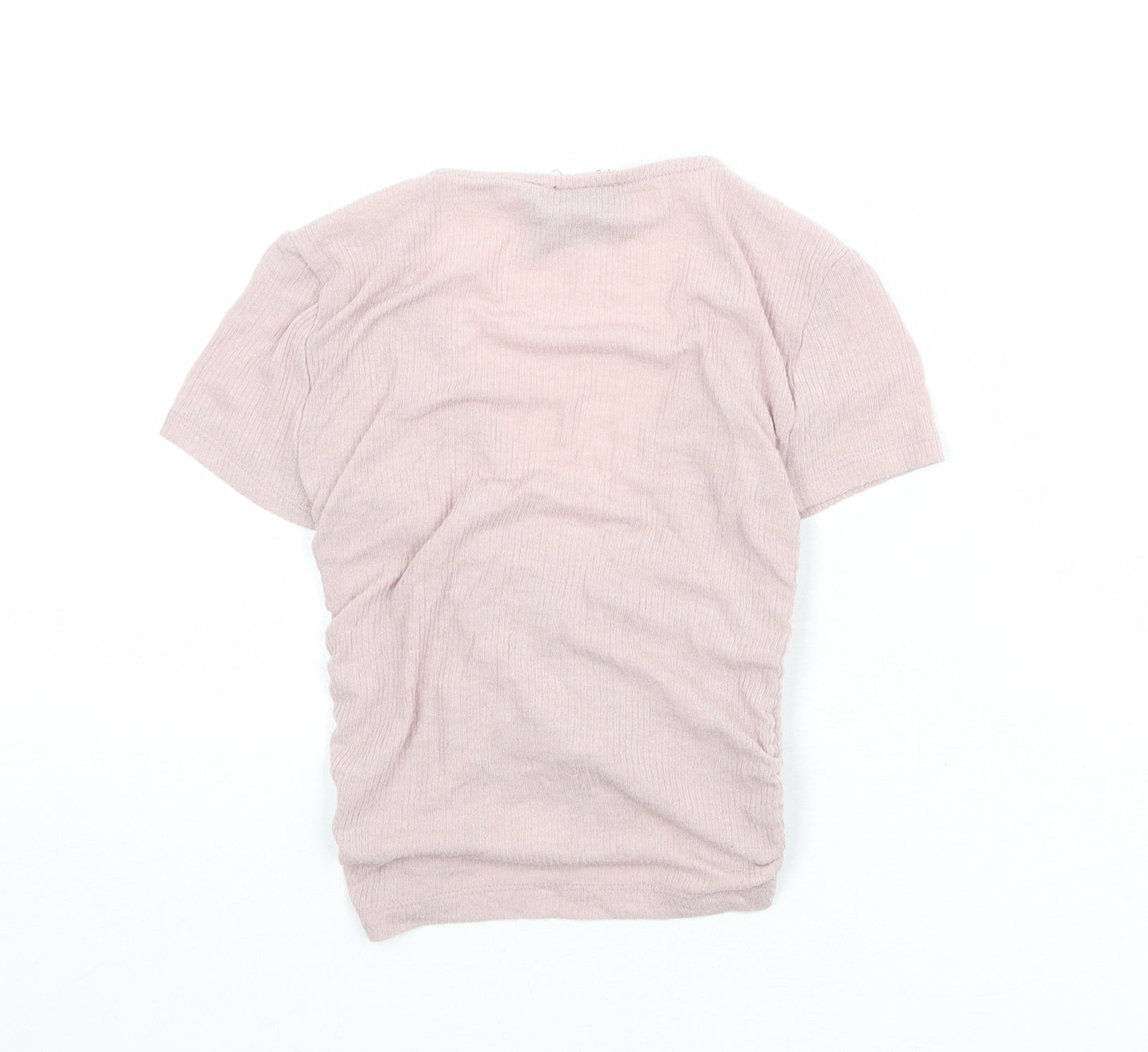 Out From Under Womens Pink Polyester Cropped T-Shirt Size XS V-Neck