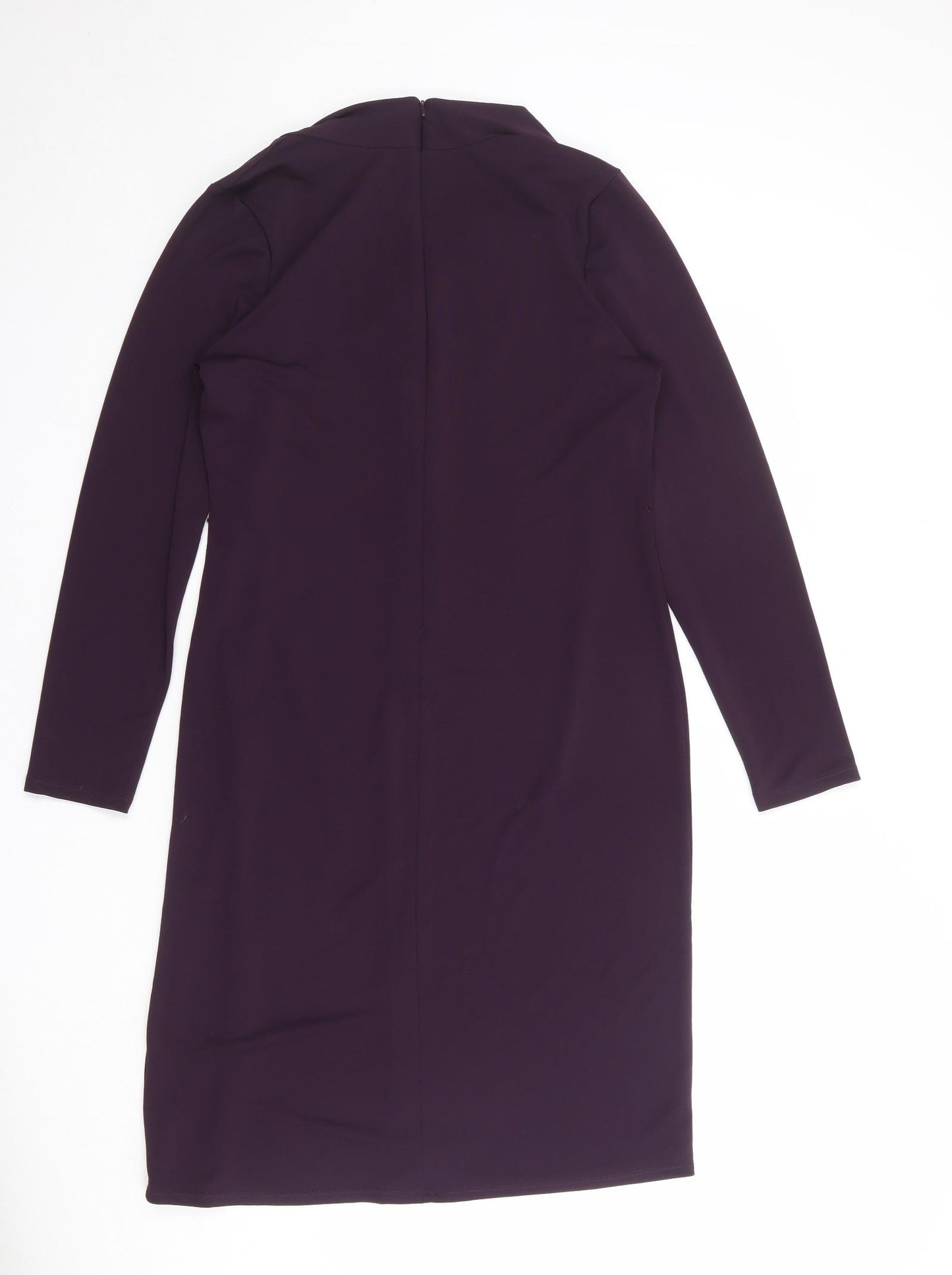 Marks and Spencer Womens Purple Polyester Sheath Size 18 V-Neck Zip