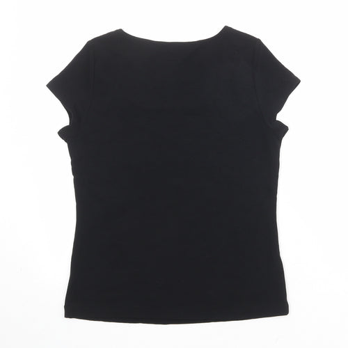 Planet Womens Black Nylon Basic T-Shirt Size M Round Neck