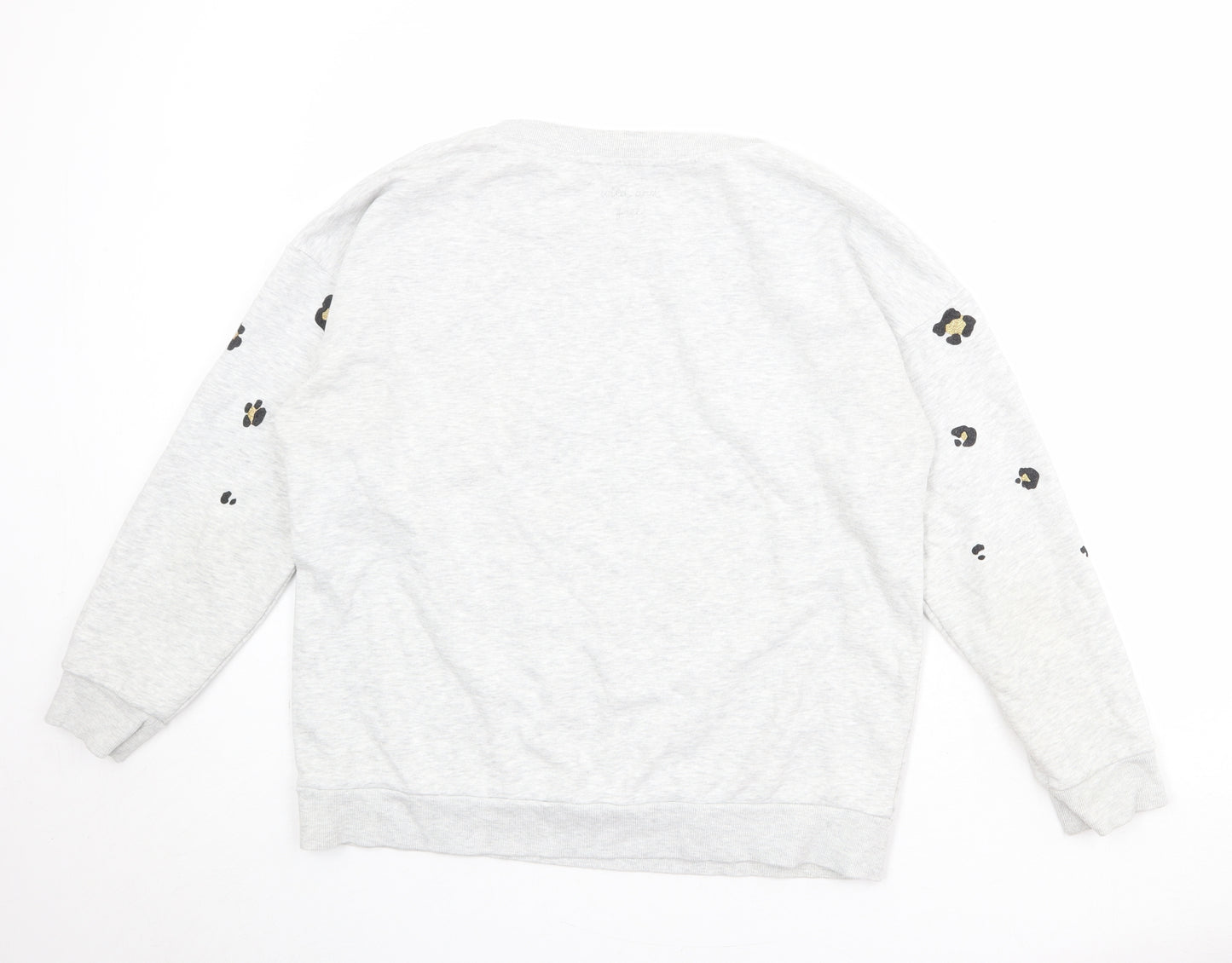 NEXT Womens Grey Animal Print Cotton Pullover Sweatshirt Size L Pullover - Leopard Pattern