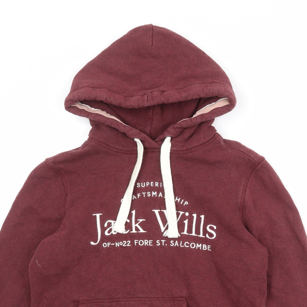 Jack Wills Womens Red 100% Cotton Pullover Hoodie Size 10 Pullover