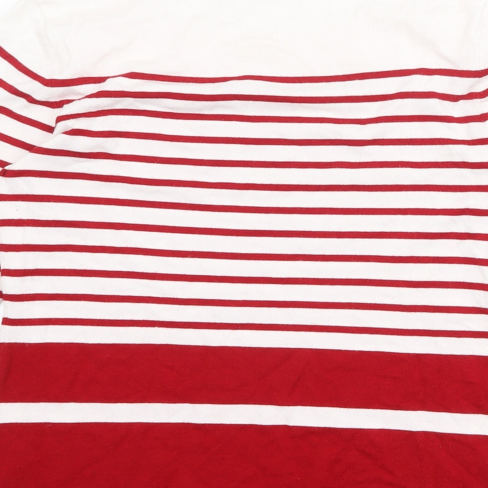 M&Co Womens Red Round Neck Striped Viscose Pullover Jumper Size 14