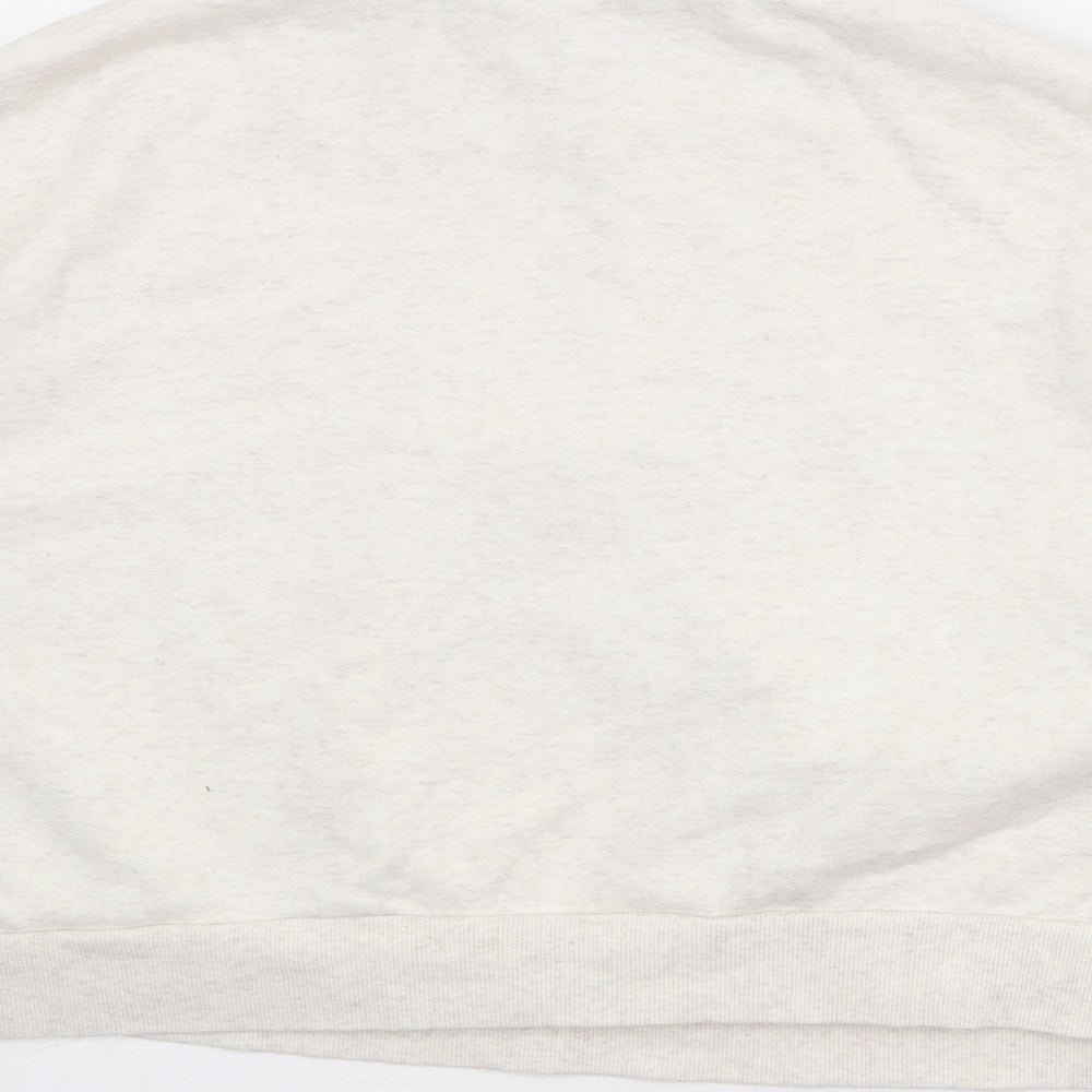 New Look Womens Ivory Cotton Pullover Sweatshirt Size L Zip