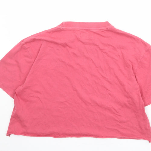 Topshop Womens Pink 100% Cotton Basic T-Shirt Size S Round Neck