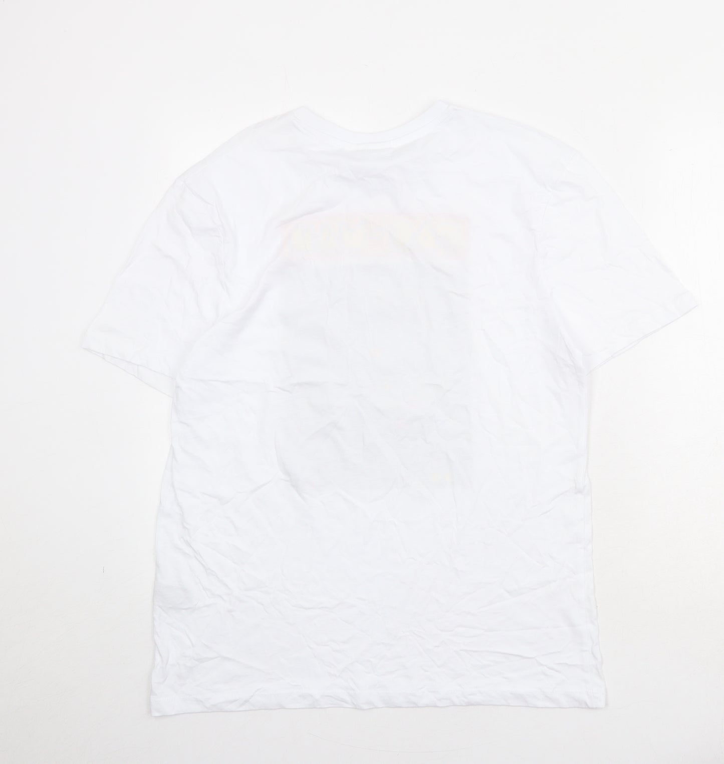 Pac-Man Womens White 100% Cotton Basic T-Shirt Size L Round Neck