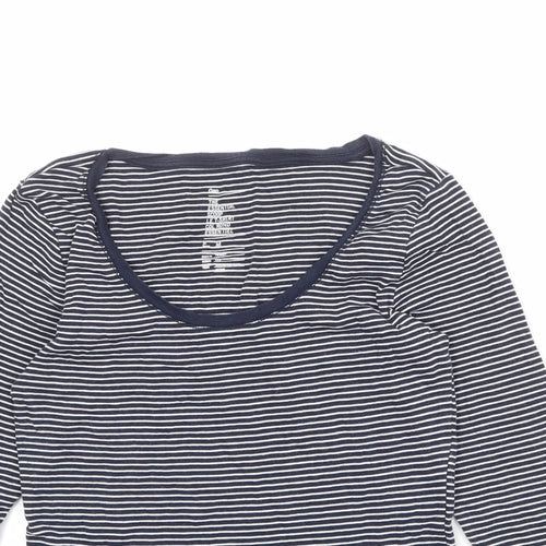 Gap Womens Blue Striped 100% Cotton Basic T-Shirt Size M Scoop Neck