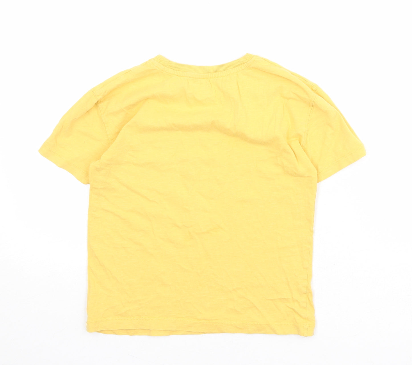 John Lewis Boys Yellow 100% Cotton Basic T-Shirt Size 9 Years Round Neck Pullover - Just Chilling Sloth