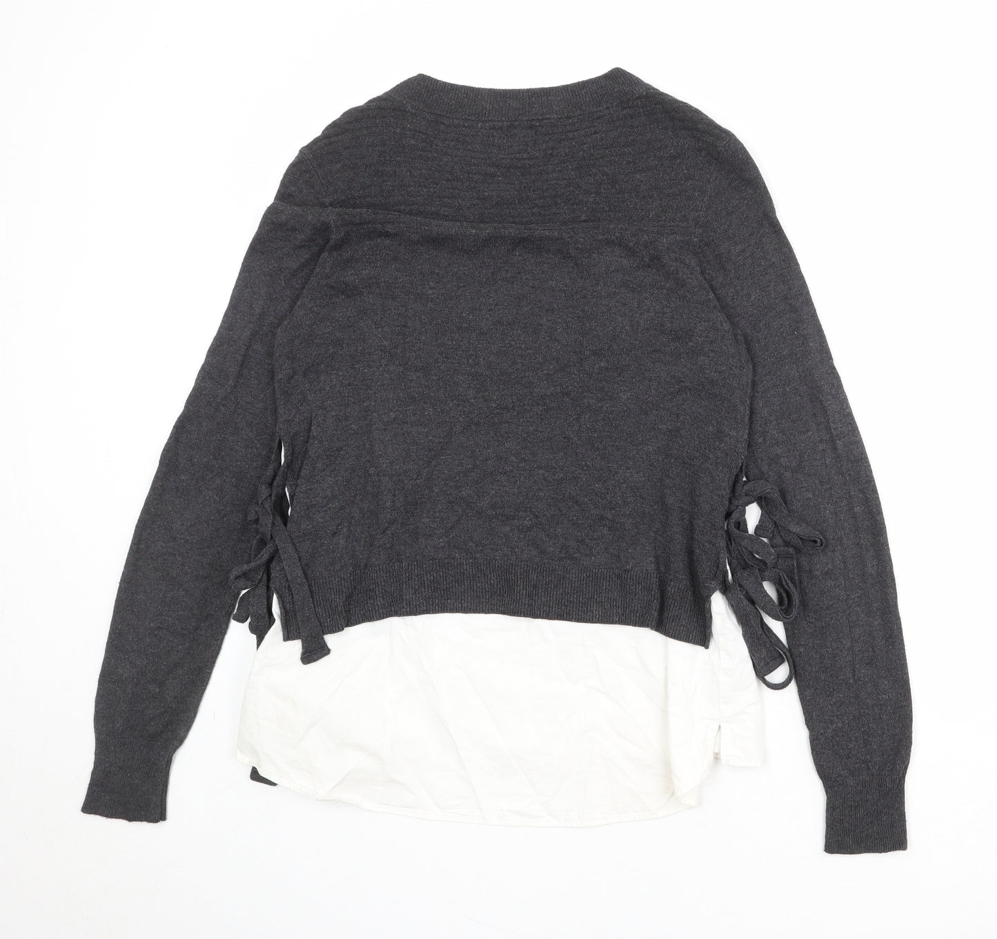 River Island Womens Grey Round Neck Polyamide Pullover Jumper Size 10 - Shirt Insert