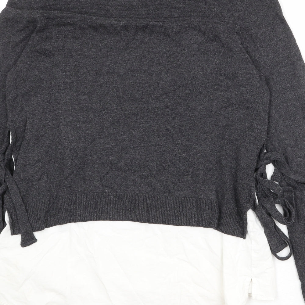 River Island Womens Grey Round Neck Polyamide Pullover Jumper Size 10 - Shirt Insert