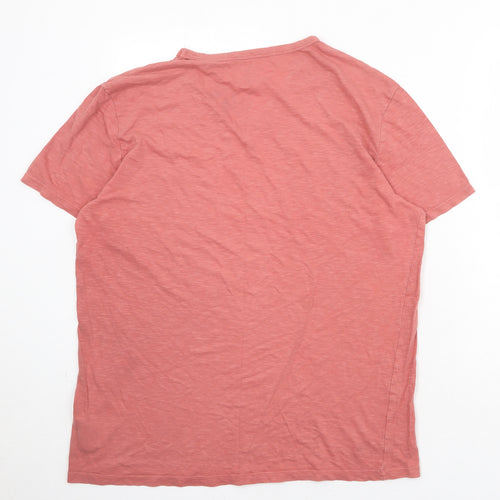 Gap Mens Red Cotton T-Shirt Size L V-Neck