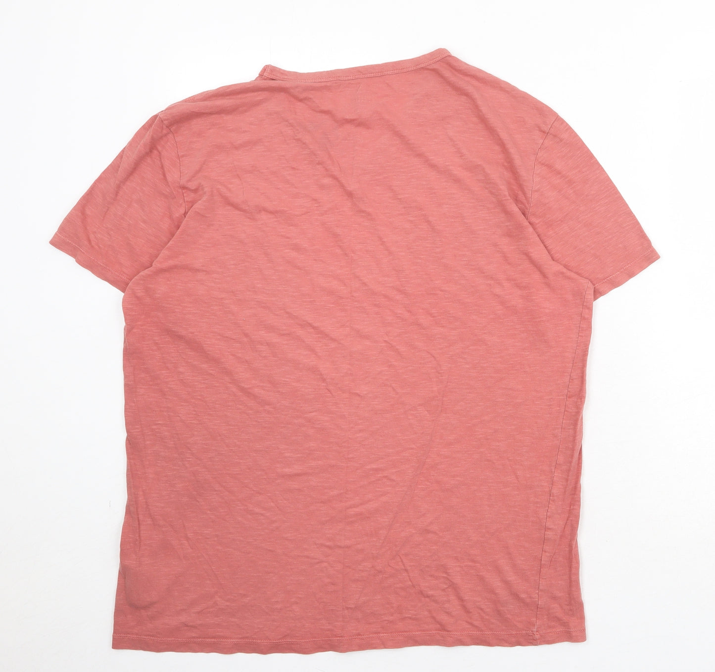 Gap Mens Red Cotton T-Shirt Size L V-Neck
