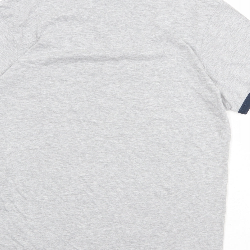 Pull&Bear Mens Grey Cotton T-Shirt Size M Round Neck - Take a Bite