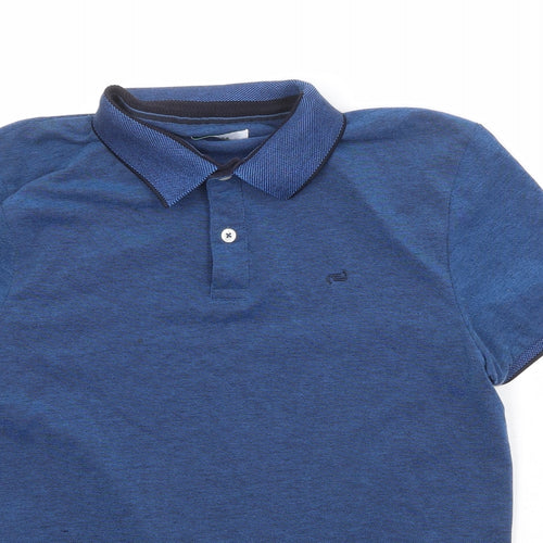 Jules Mens Blue Polyester Polo Size M Collared Button