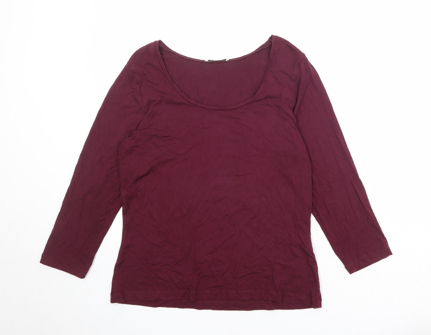 Artigiano Womens Red Viscose Basic T-Shirt Size 16 Scoop Neck
