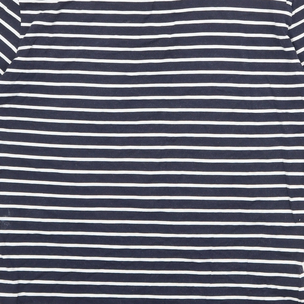 Reiss Womens Blue Striped 100% Cotton Basic T-Shirt Size S Round Neck