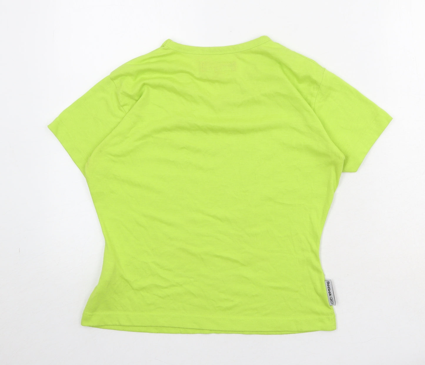 Reebok Womens Green Polyester Basic T-Shirt Size 10 V-Neck