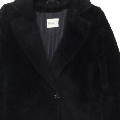 Basler Womens Black Overcoat Coat Size 14 Buckle