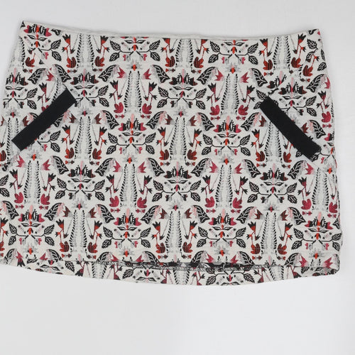 Topshop Womens Multicoloured Geometric Cotton Mini Skirt Size 16 Zip