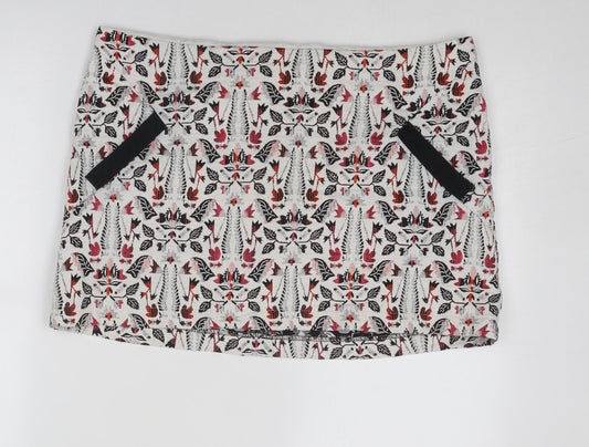 Topshop Womens Multicoloured Geometric Cotton Mini Skirt Size 16 Zip