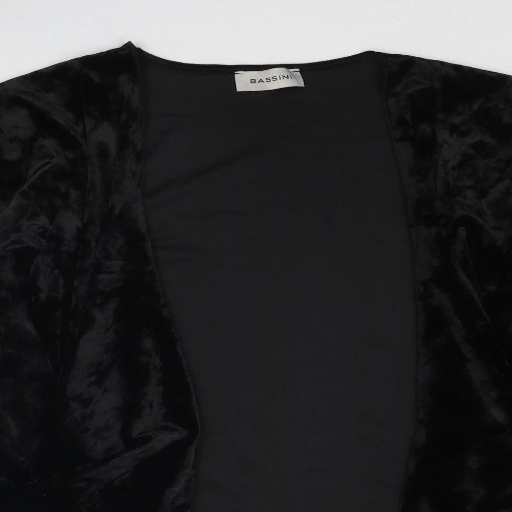 BASSINI Womens Black V-Neck Polyester Cardigan Jumper Size 18