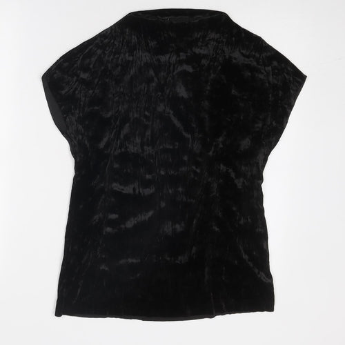 Wi & Co Womens Black Polyester Basic Blouse Size S High Neck