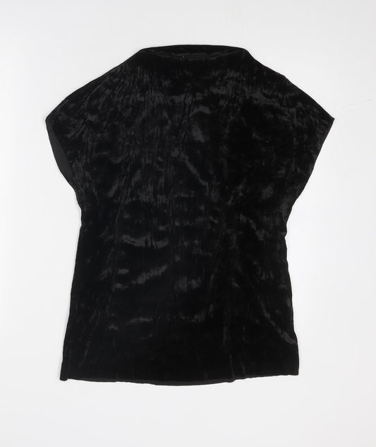 Wi & Co Womens Black Polyester Basic Blouse Size S High Neck