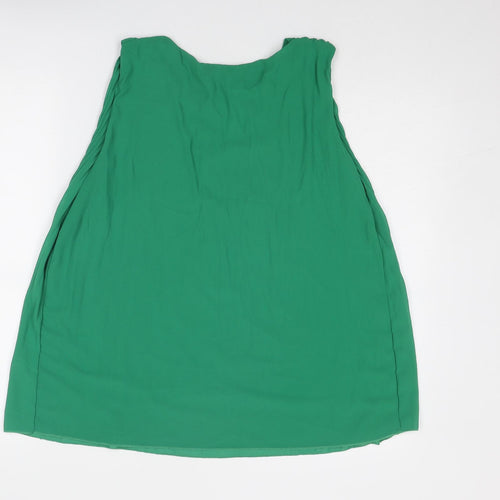 Blue Vanilla Womens Green Polyester Basic Blouse Size M Boat Neck