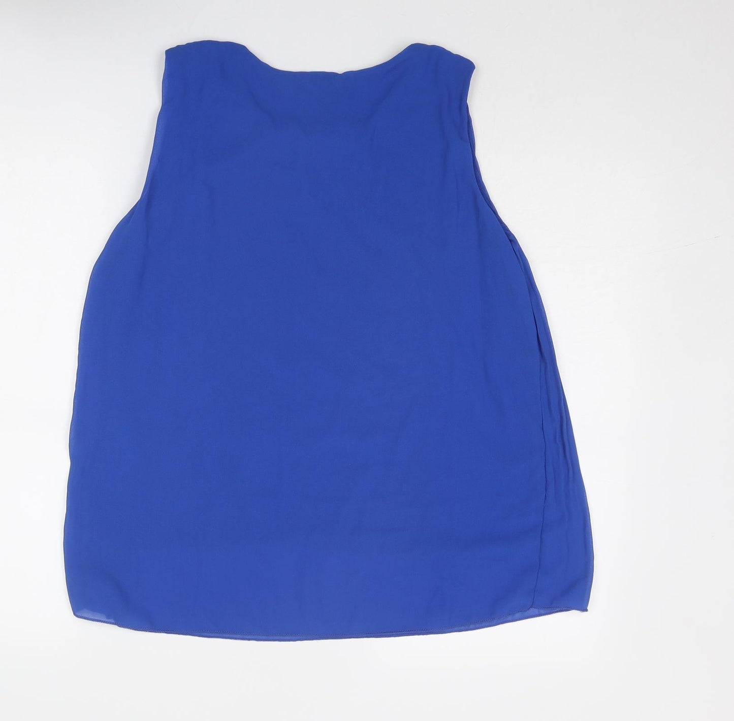 Blue Vanilla Womens Blue Polyester Basic Blouse Size M Boat Neck