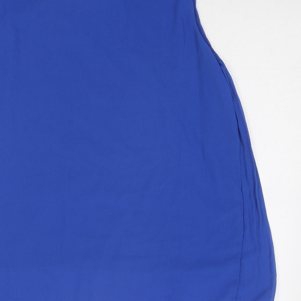 Blue Vanilla Womens Blue Polyester Basic Blouse Size M Boat Neck