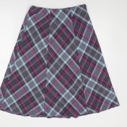 EWM Womens Multicoloured Plaid Polyester Swing Skirt Size 12
