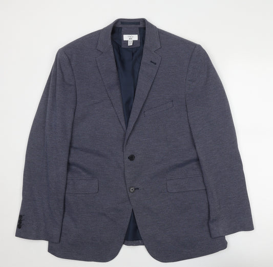 M&Co Mens Blue Polyester Jacket Suit Jacket Size 44 Regular