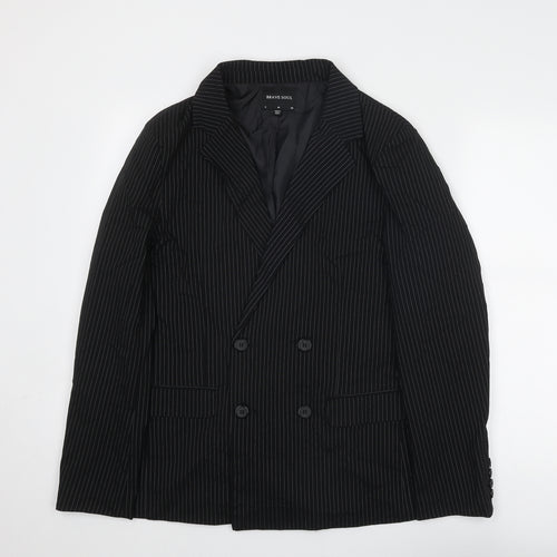 Brave Soul Womens Black Pinstripe Viscose Jacket Suit Jacket Size 10