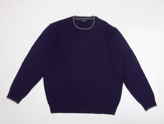 Blue Harbour Mens Purple Round Neck Wool Pullover Jumper Size L Long Sleeve