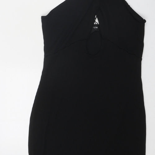 PRETTYLITTLETHING Womens Black Polyester Bodycon Size 14 Halter Pullover