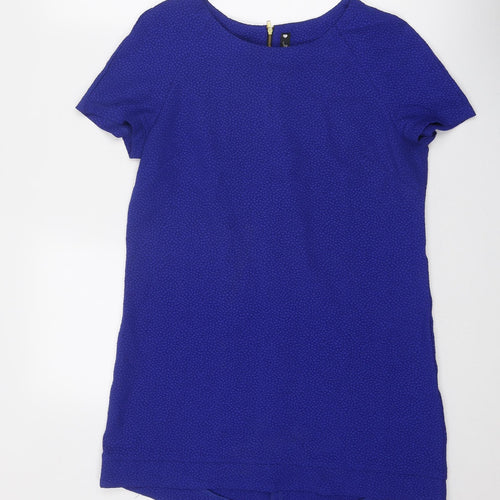 Influence Womens Blue Geometric Polyester A-Line Size 14 Round Neck Zip