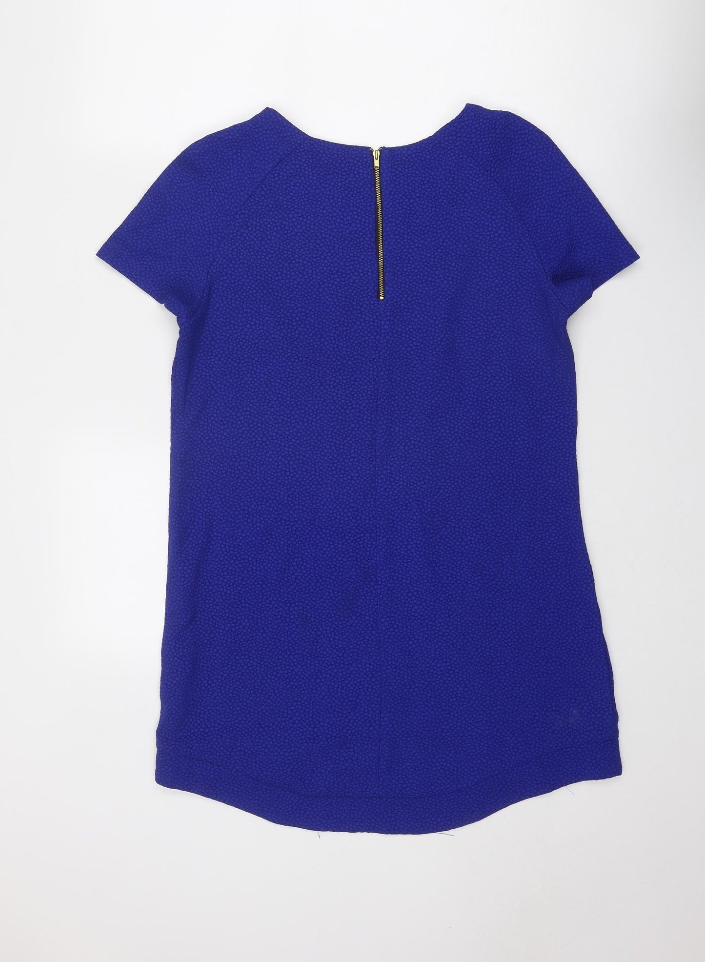 Influence Womens Blue Geometric Polyester A-Line Size 14 Round Neck Zip