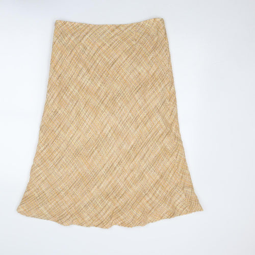 Artigiano Womens Yellow Geometric Cotton Swing Skirt Size 14 Zip